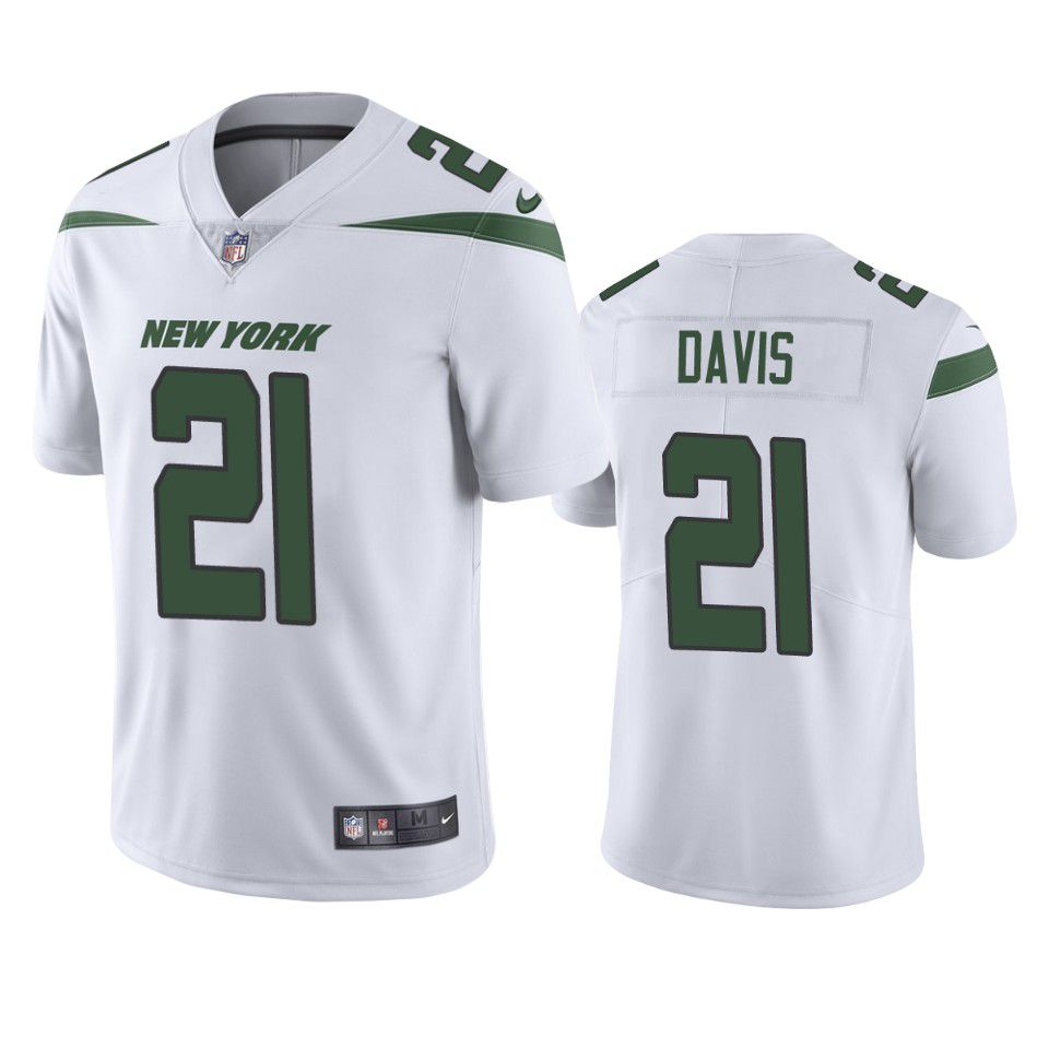 Men New York Jets 21 Ashtyn Davis Nike White Limited NFL Jersey